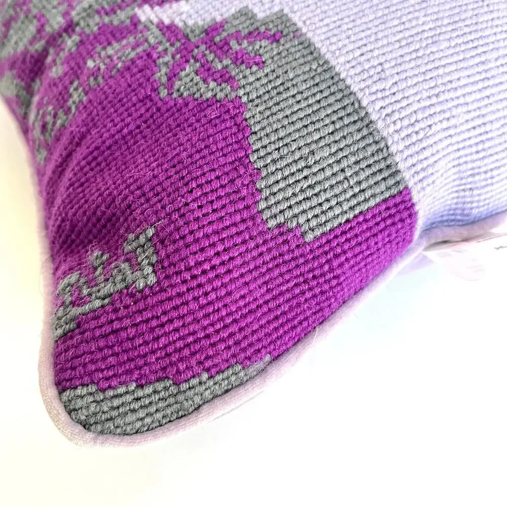 Johnathan Adler Happy Chic Purple Pagoda Needlepoint Accent Pillow Chinoiserie